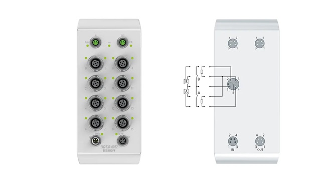 Thiết bị I/O Beckhoff EQ2339-0022 – Module 16 kênh digital kết hợp, 24VDC, IP67, vỏ thép không gỉ