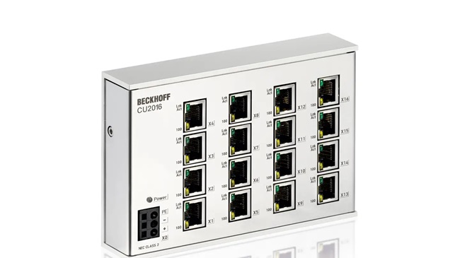 Switch Ethernet công nghiệp Beckhoff CU2016 – 16 cổng RJ45, 100 Mbps, 24VDC