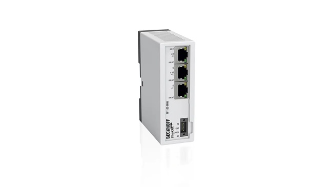 Bộ chia mạng 3 cổng EtherCAT Beckhoff CU1123 | Tốc độ 100 Mbit/s, Nguồn 24V DC, Cổng RJ45