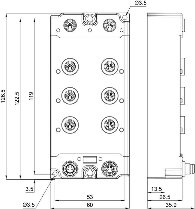 Hộp chia tín hiệu EtherCAT Beckhoff EP9128-0021 – 8 cổng, tốc độ 100 Mbit/s, M8, nguồn 24 VDC