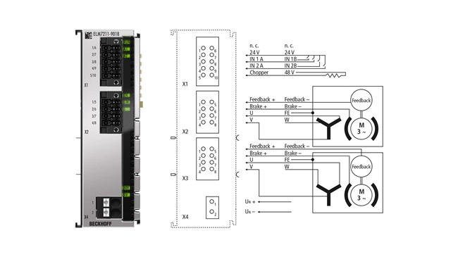 Module giao tiếp chuyển động 1 kênh Beckhoff ELM7211-9018 – EtherCAT, hỗ trợ Safe Motion, TwinSAFE Logic