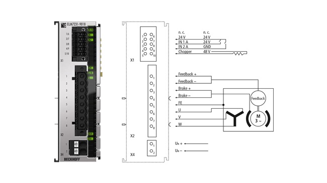 Terminal điều khiển chuyển động 1 kênh Beckhoff ELM7231-9018 – EtherCAT, Safe Motion, 16A