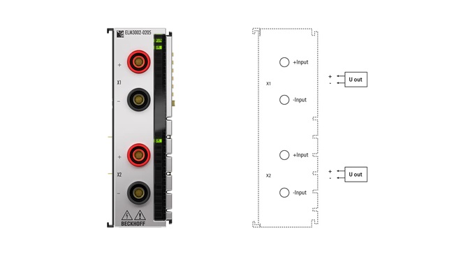 Thiết bị đầu cuối EtherCAT Beckhoff ELM3002-0205 – Đầu vào analog ±60…1200 V, 24-bit, cách ly điện