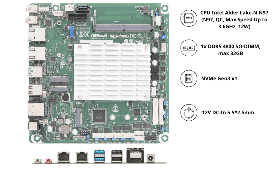 Mainboard công nghiệp Asrock IMB-1008J Mini-ITX